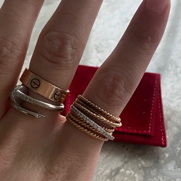 David Yurman rose gold diamond crossover stacking ring - Picture 4 of 6